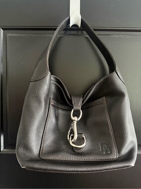 Dooney and Bourke Leather Shoulder Bag with Front Hook Accent